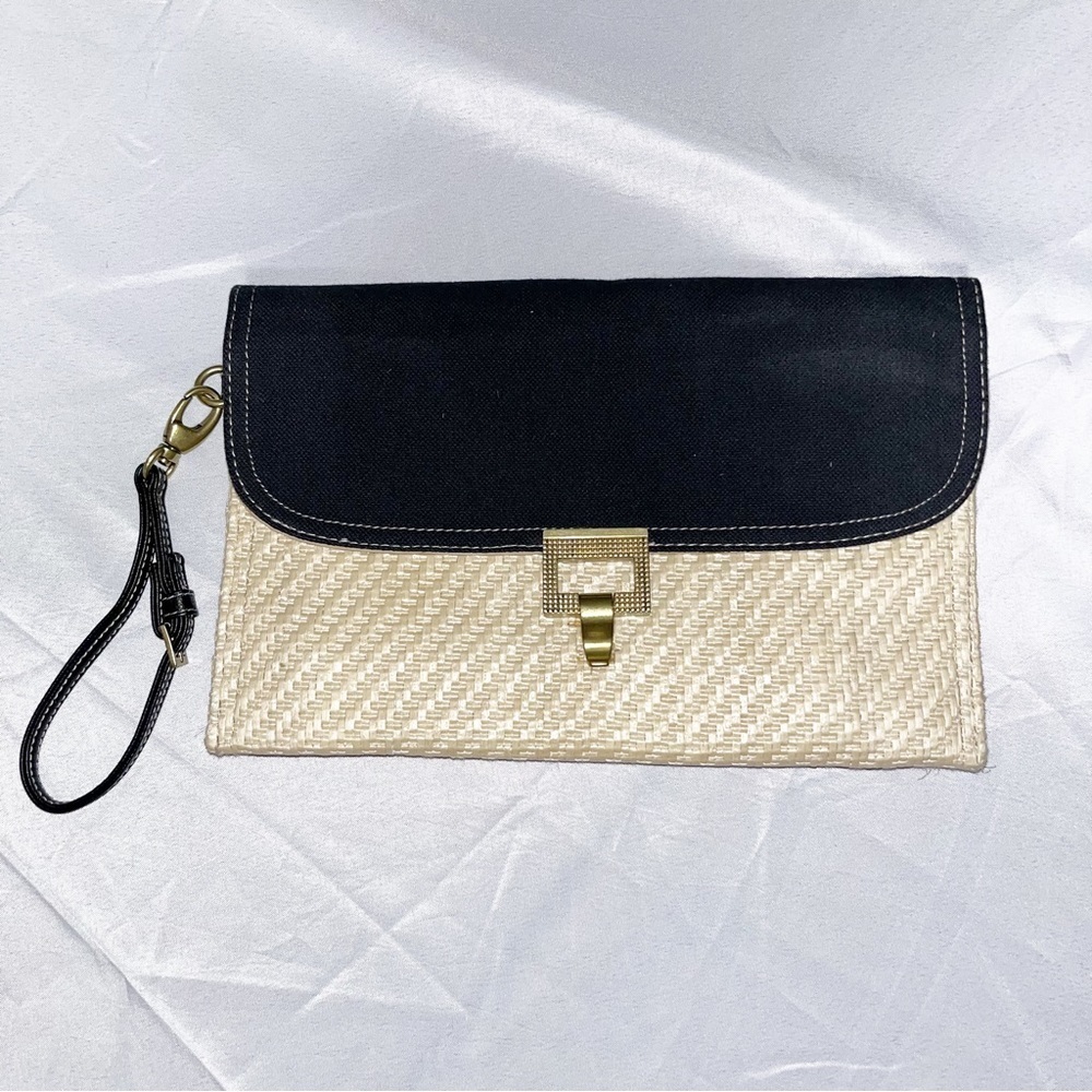 Jason Wu Black Cotton and Woven Clutch Wristlet Purse